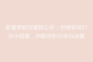 新赛季欧冠赛程公布：世界杯前打完小组赛，伊斯坦布尔举办决赛