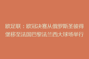 欧足联：欧冠决赛从俄罗斯圣彼得堡移至法国巴黎法兰西大球场举行
