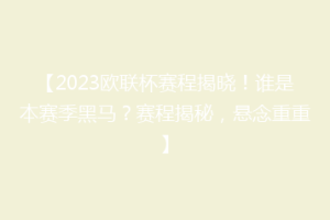 【2023欧联杯赛程揭晓！谁是本赛季黑马？赛程揭秘，悬念重重】