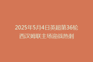 2025年5月4日英超第36轮西汉姆联主场迎战热刺