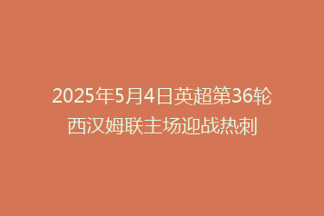 2025年5月4日英超第36轮西汉姆联主场迎战热刺