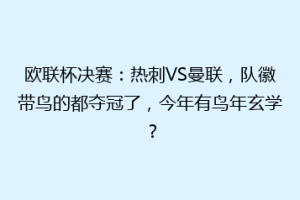 欧联杯决赛：热刺VS曼联，队徽带鸟的都夺冠了，今年有鸟年玄学？