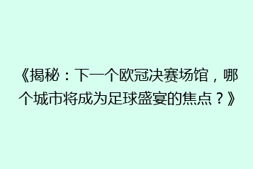 《揭秘:下一个欧冠决赛场馆,哪个城市将成为足球盛宴的焦点?》