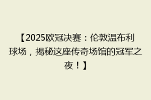 【2025欧冠决赛：伦敦温布利球场，揭秘这座传奇场馆的冠军之夜！】