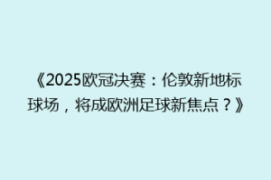 《2025欧冠决赛：伦敦新地标球场，将成欧洲足球新焦点？》