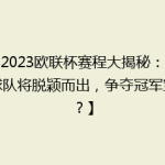 【2023欧联杯赛程大揭秘：哪些球队将脱颖而出，争夺冠军宝座？】