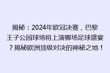 揭秘:2024年欧冠决赛,巴黎王子公园球场将上演哪场足球盛宴?揭秘欧洲顶级对决的神秘之地!