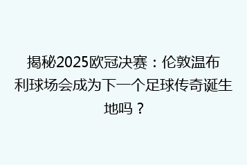 揭秘2025欧冠决赛:伦敦温布利球场会成为下一个足球传奇诞生地吗?
