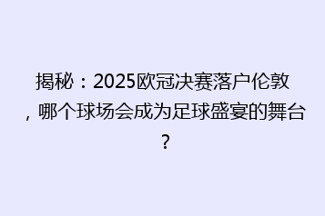 揭秘：2025欧冠决赛落户伦敦，哪个球场会成为足球盛宴的舞台？