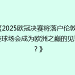 《2025欧冠决赛将落户伦敦，哪座球场会成为欧洲之巅的见证者？》