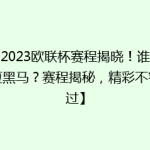 【2023欧联杯赛程揭晓！谁是今夏黑马？赛程揭秘，精彩不容错过】