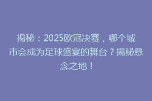 揭秘：2025欧冠决赛，哪个城市会成为足球盛宴的舞台？揭秘悬念之地！